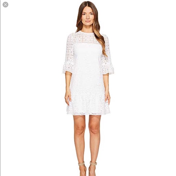 lace flounce shift dress